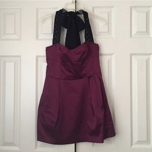 H&M Purple Dress with Black Lace Halter Ties